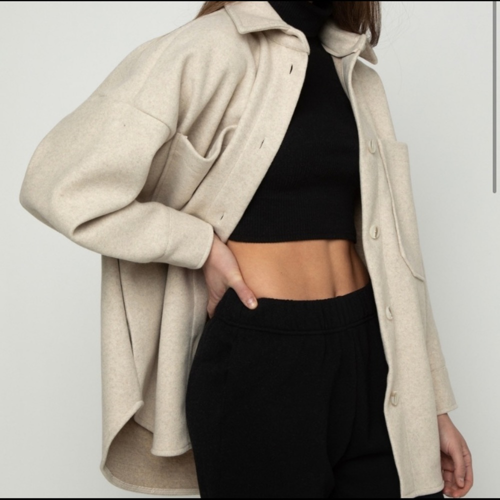 OAK + FORT cream shirt jacket / shacket